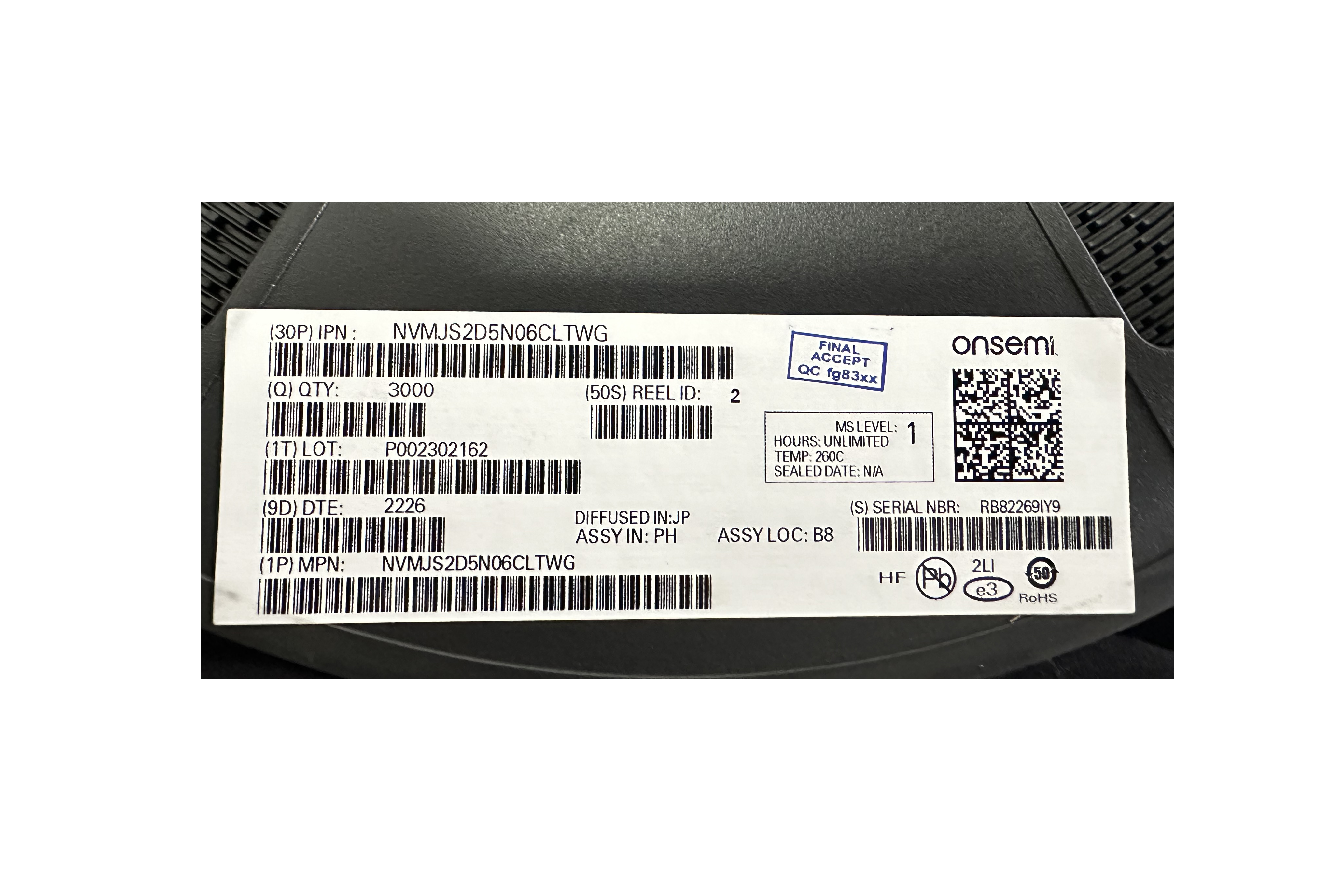 【分销ON汽车芯片】NVMJS2D5N06CLTWG 功率 MOSFET 60V